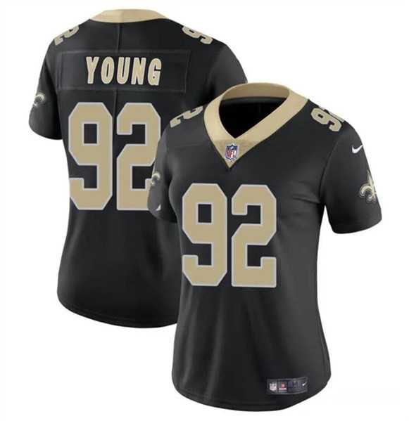 Women%27s New Orleans Saints #92 Chase Young Black Vapor Stitched Game Jersey Dzhi